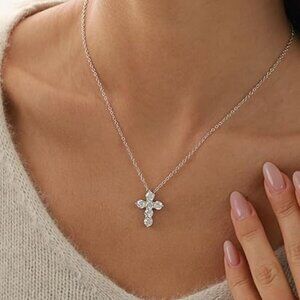 Neiman Marcus 14k White Gold Plated Faith Necklace